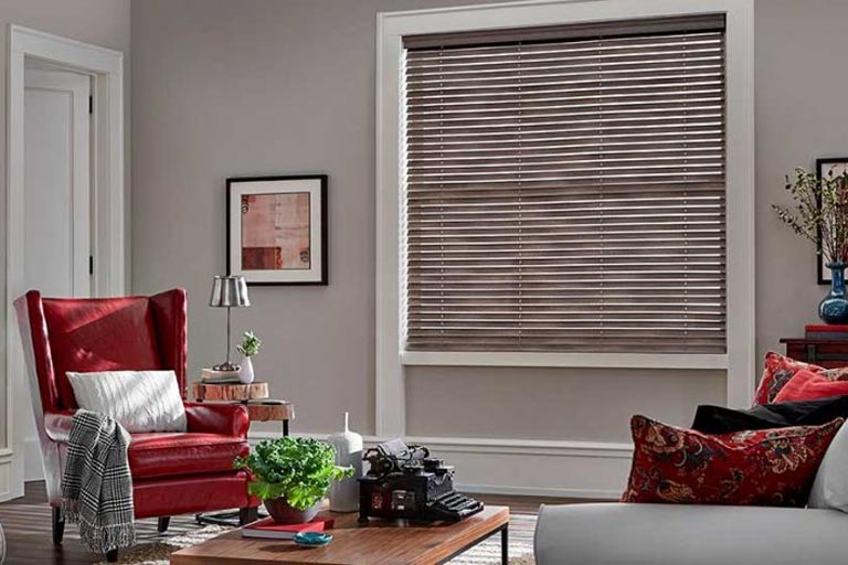 2 1/2" Premium Cordless Privacy No Holes Stained Faux Wood Blinds