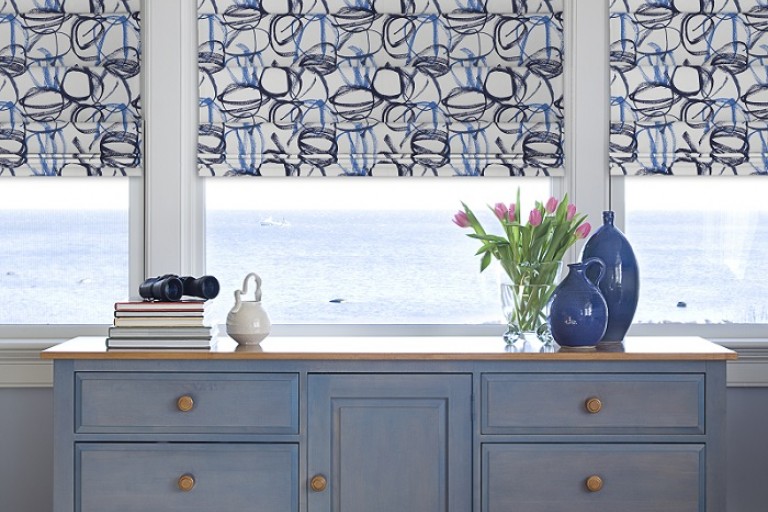 Designer Prints and Floral Roman Shade