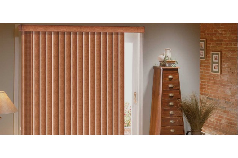 Textured Faux Wood Classic Vertical Blind