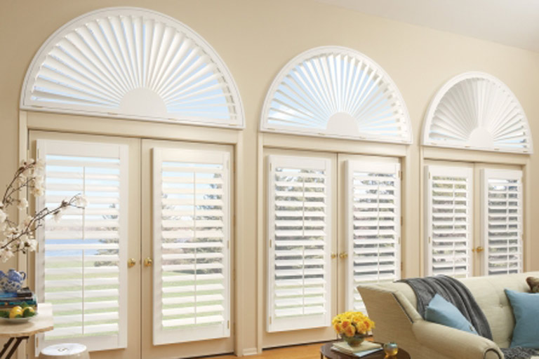 Premium Arched Sunburst Wood Shutter