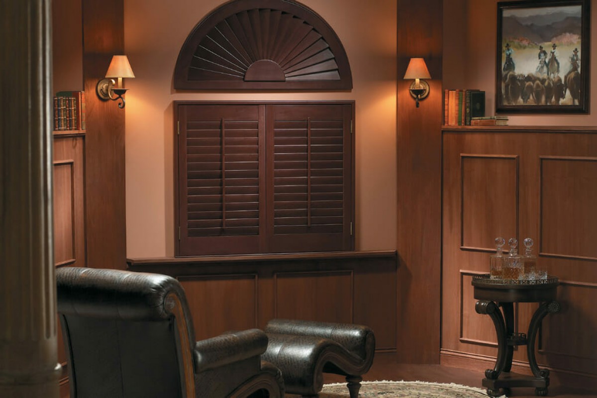 Premium Arched Sunburst Wood Shutter